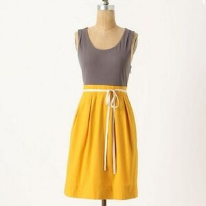 Maeve sleeveless gray & mustard dress